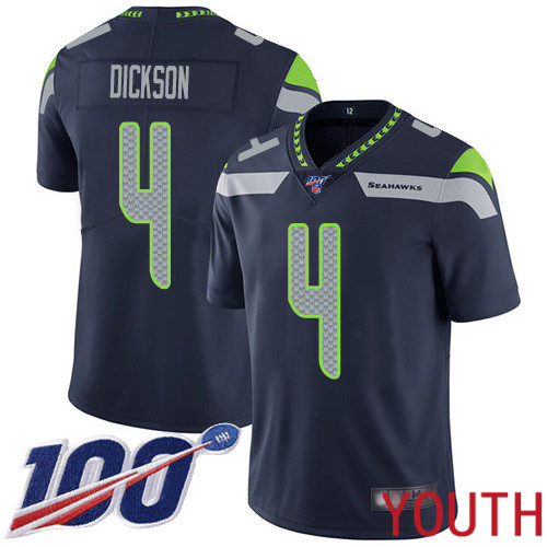 Seattle Seahawks Limited Navy Blue Youth Michael Dickson Home Jersey NFL Football #4 100th Season Vapor Untouchable
